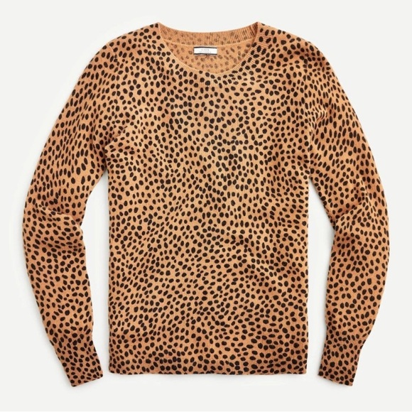 J. CREW• Cheetah Teddie Sweater 100% Cashmere Size Small - Picture 4 of 8